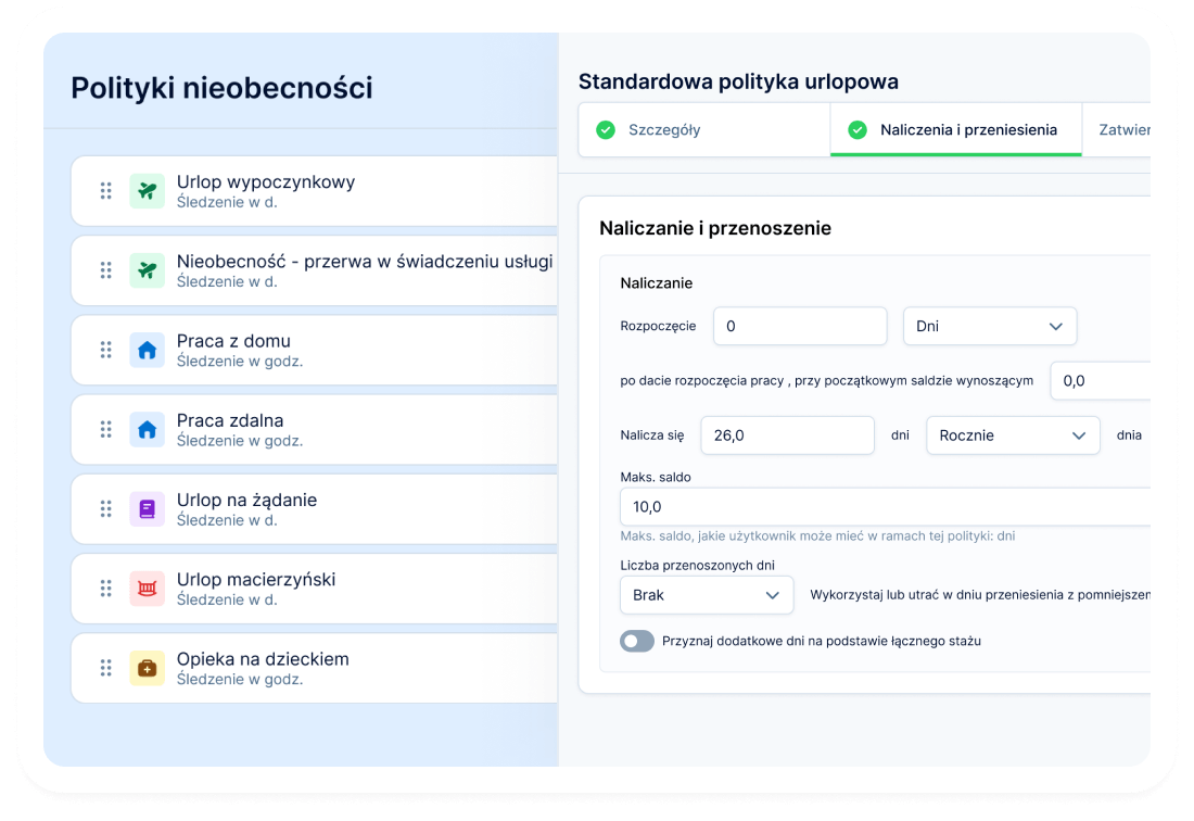 Konfigurowalne polityki nieobecności dla różnych form zatrudnienia w PeopleForce